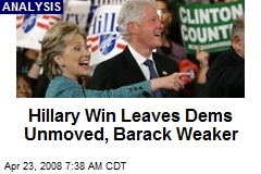 Hillary Win Leaves Dems Unmoved, Barack Weaker