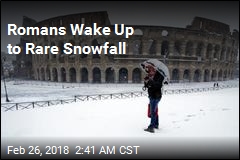 Romans Wake Up to Rare Snowfall