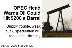 OPEC Head Warns Oil Could Hit $200 a Barrel