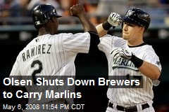 Olsen Shuts Down Brewers to Carry Marlins