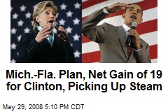 Mich.-Fla. Plan, Net Gain of 19 for Clinton, Picking Up Steam
