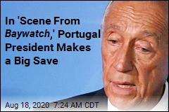 In &#39;Scene From Baywatch ,&#39; Portugal President Makes a Big Save