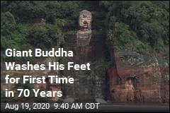 Giant Buddha Washes His Feet for First Time in 70 Years