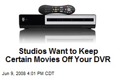 Studios Want to Keep Certain Movies Off Your DVR