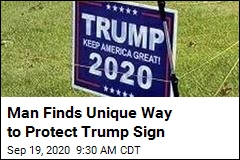 Man Finds Unique Way to Protect Trump Sign