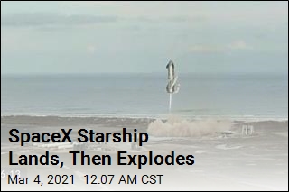SpaceX Starship Lands, Then Explodes