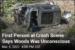 First Person to Crash Says Woods Was Unconscious