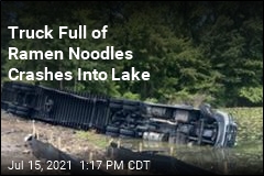 Truck Carrying 10 Tons of Noodles Crashes in Lake