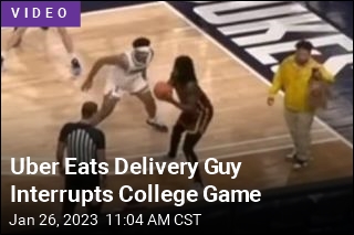 Uber Eats Delivery Guy Interrupts College Game
