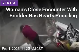 Woman&#39;s Close Encounter With Boulder Has Hearts Pounding