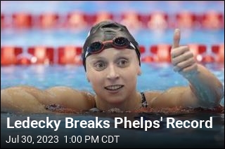 Ledecky Breaks Phelps&#39; Record