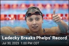 Ledecky Breaks Phelps&#39; Record