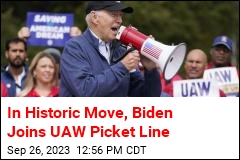 In Historic Move, Biden Joins UAW Picket Line