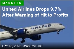 United Airlines Drops 9.7% After Warning of Hit to Profits