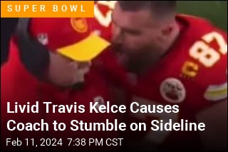 Livid Travis Kelce Bumps His Coach on Sideline