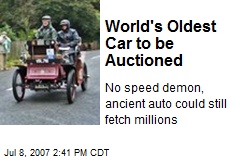 World's Oldest Car to be Auctioned
