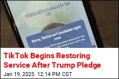 TikTok Begins Restoring Service After Trump Pledge