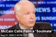 McCain Calls Palin a 'Soulmate'