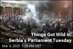 Smoke Bombs, Scuffles, Flares: Serb Parliament Has a Wild Day