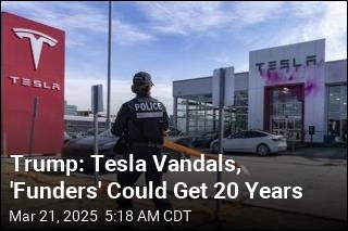 Trump Says Tesla Vandals Could Face 20 Years