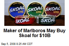 Maker of Marlboros May Buy Skoal for $10B