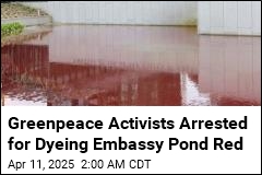 Greenpeace Activists Arrested Over Embassy Pond Dyed Red