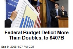 Federal Budget Deficit More Than Doubles, to $407B