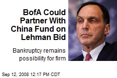 BofA Could Partner With China Fund on Lehman Bid