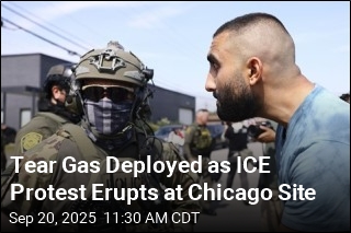 Tear Gas Deployed as ICE Protest Erupts at Chicago Site