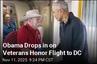 Obama Drops in on Veterans Honor Flight to DC