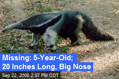 Missing: 5-Year-Old; 20 Inches Long, Big Nose