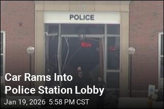 Car Rams Into Police Station Lobby
