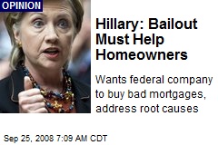 Hillary: Bailout Must Help Homeowners