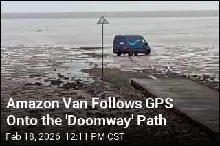 Amazon Van Gets Stuck on the Medieval 'Doomway' Path