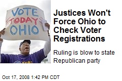 Justices Won't Force Ohio to Check Voter Registrations
