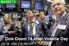 Dow Down 74 After Volatile Day