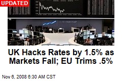 UK Hacks Rates by 1.5% as Markets Fall; EU Trims .5%
