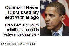 Obama: I Never Discussed My Seat With Blago