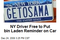NY Driver Free to Put bin Laden Reminder on Car