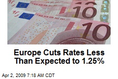 Europe Cuts Rates Less Than Expected to 1.25%
