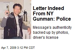Letter Indeed From NY Gunman: Police