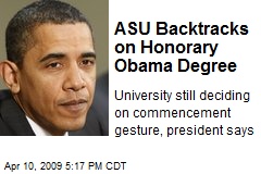 ASU Backtracks on Honorary Obama Degree