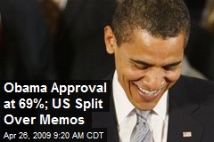 Obama Approval at 69%; US Split Over Memos