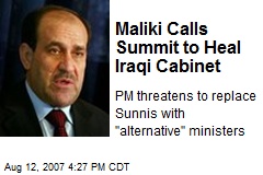 Maliki Calls Summit to Heal Iraqi Cabinet