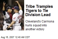 Tribe Tramples Tigers to Tie Division Lead