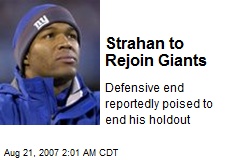 Strahan to Rejoin Giants
