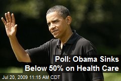 Poll: Obama Sinks Below 50% on Health Care