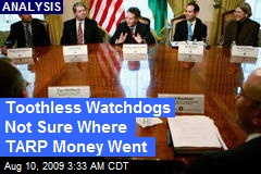 Toothless Watchdogs Not Sure Where TARP Money Went