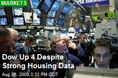 Dow Up 4 Despite Strong Housing Data