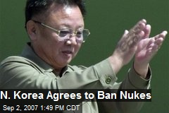 N. Korea Agrees to Ban Nukes